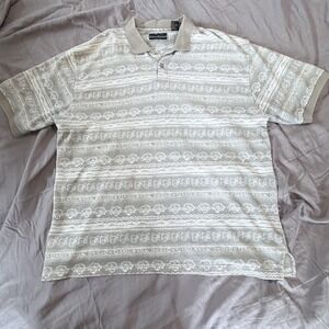 Field & Stream Polo Shirt Mens XL Gray Short Sleeve Striped Knit Casual Outdoor